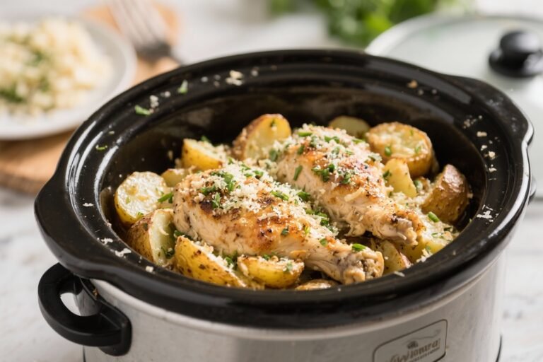 Garlic Parmesan Crockpot Chicken and Potatoes: The Set-It-and-Flex Dinner Everyone Asks For